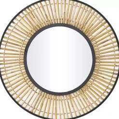 Kirklands Home Natural Round Slatted Frame Wall Mirror Online
