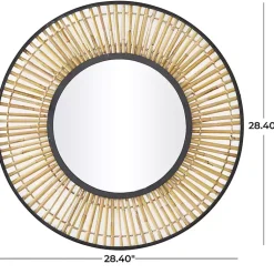 Kirklands Home Natural Round Slatted Frame Wall Mirror Online