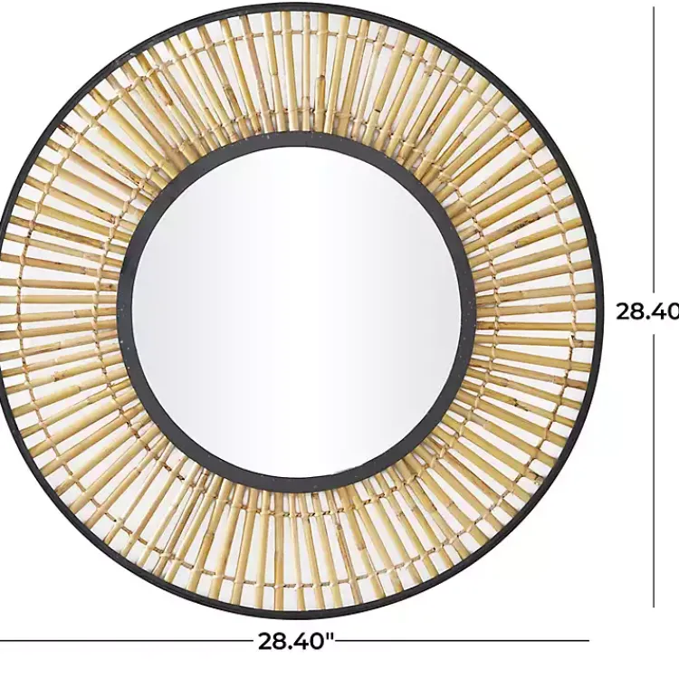 Kirklands Home Natural Round Slatted Frame Wall Mirror Online
