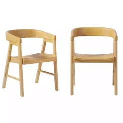 Kirklands Home Natural Rounded Modern Dining Chairs, Set of 2 Tan