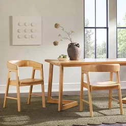 Kirklands Home Natural Rounded Modern Dining Chairs, Set of 2 Tan
