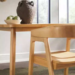 Kirklands Home Natural Rounded Modern Dining Chairs, Set of 2 Tan