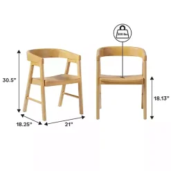 Kirklands Home Natural Rounded Modern Dining Chairs, Set of 2 Tan