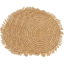Kirklands Home Natural Rustic Raffia Placemats, Set of 4 Tan New