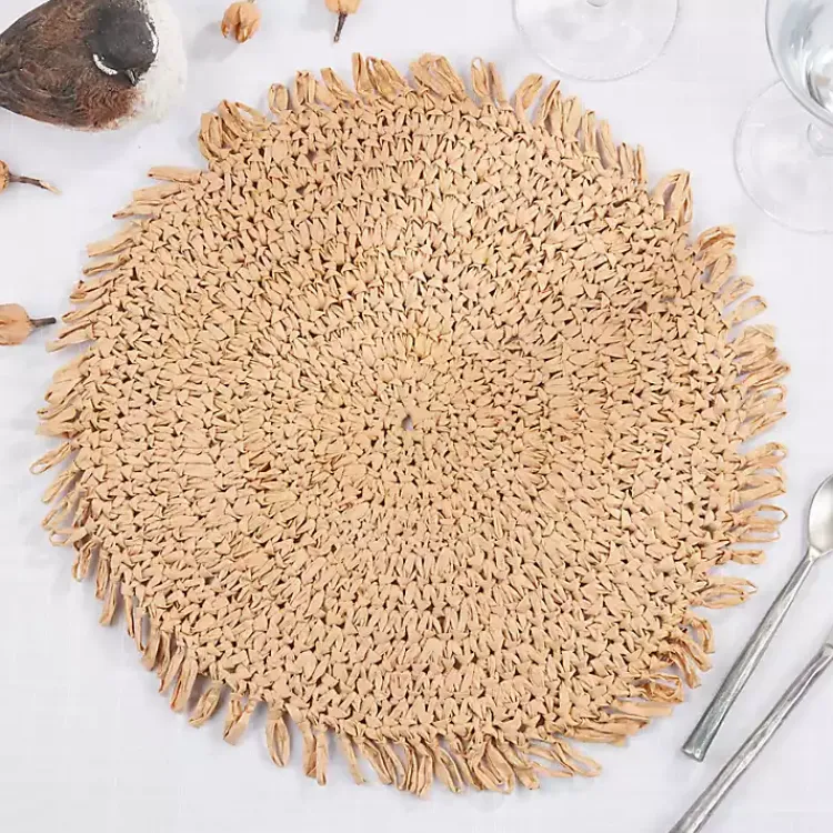 Kirklands Home Natural Rustic Raffia Placemats, Set of 4 Tan New