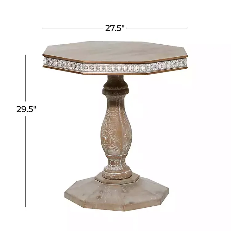 Kirklands Home Natural Rustic Wood Octagon Accent Table