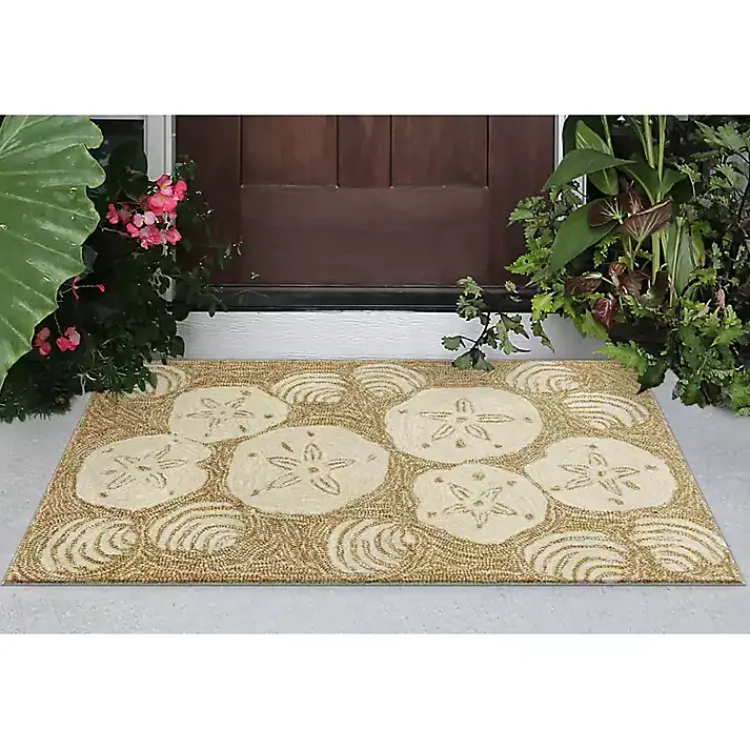 Kirklands Home Natural Sand Dollar Outdoor Accent Rug Hot