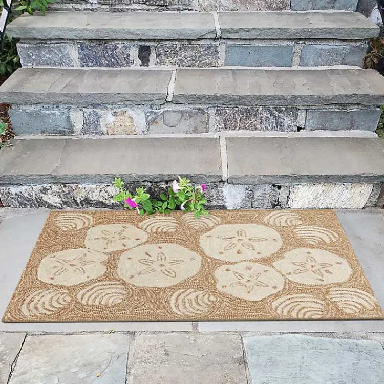 Kirklands Home Natural Sand Dollar Outdoor Accent Rug Hot