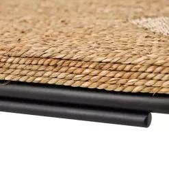 Kirklands Home Natural Seagrass and Black Metal C-Table Tan Clearance