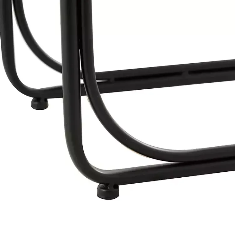 Kirklands Home Natural Seagrass and Black Metal C-Table Tan Clearance