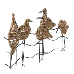 Kirklands Home Natural Seagrass and Metal Birds Wall Plaque New