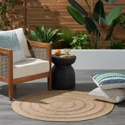Kirklands Home Natural Seagrass Indoor/Outdoor Area Rug, 4x4 Tan Outlet