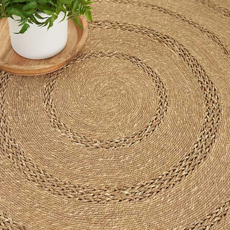 Kirklands Home Natural Seagrass Indoor/Outdoor Area Rug, 4x4 Tan Outlet