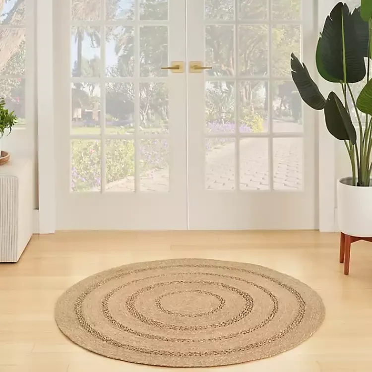 Kirklands Home Natural Seagrass Indoor/Outdoor Area Rug, 4x4 Tan Outlet