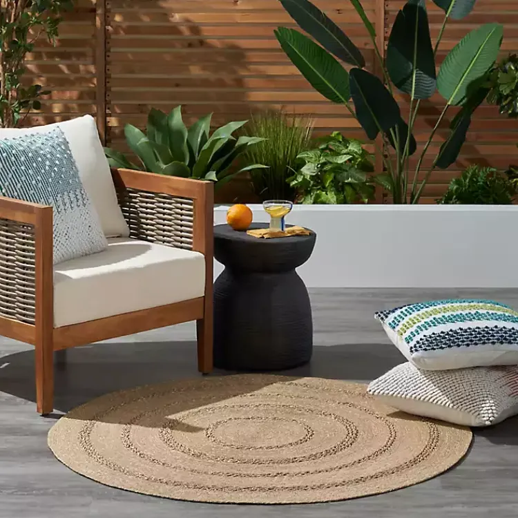 Kirklands Home Natural Seagrass Indoor/Outdoor Area Rug, 5x5 Tan New