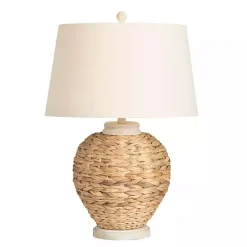 Kirklands Home Natural Seagrass Woven Table Lamp Ivory