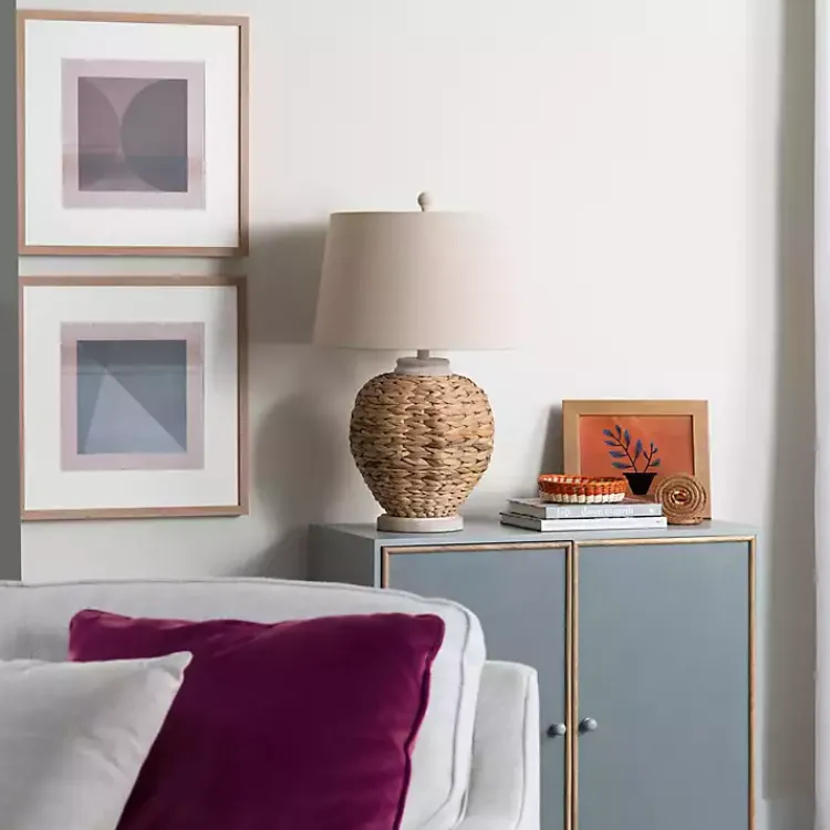 Kirklands Home Natural Seagrass Woven Table Lamp Ivory