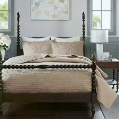 Kirklands Home Natural Serene Quilted 3-pc. King Coverlet Set Tan Sale
