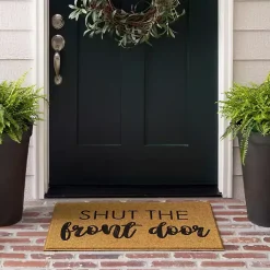 Kirklands Home Natural Shut the Front Door Doormat Tan Online