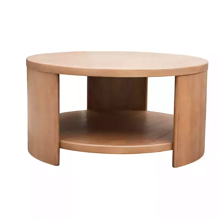 Kirklands Home Natural Skye Round Coffee Table Tan New
