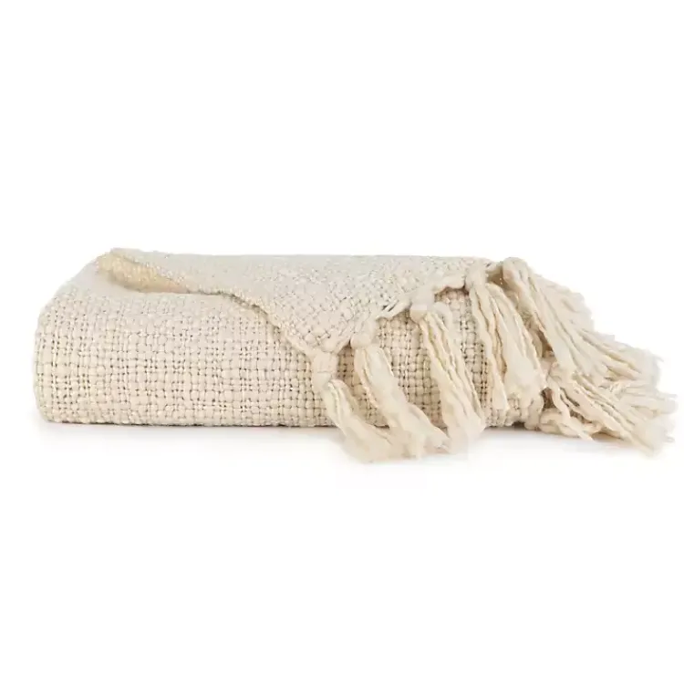 Blankets & Throws>Kirklands Home Natural Slubbed Yarn Throw Ivory