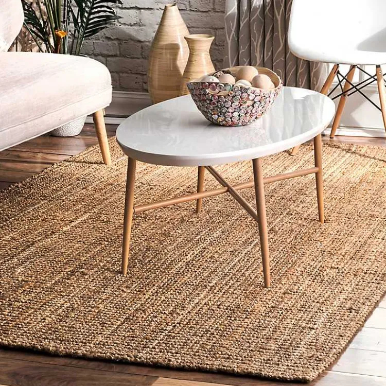 Kirklands Home Natural Solid Addy Area Rug, 5x8 Tan