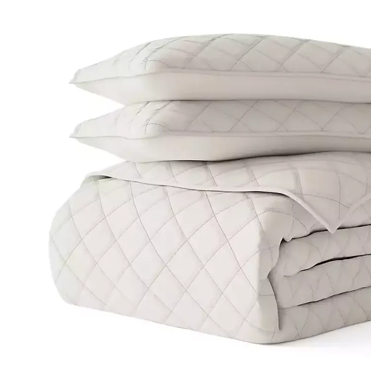 Kirklands Home Natural Stitched Diamond 2-pc. Twin Quilt Set Ivory Sale
