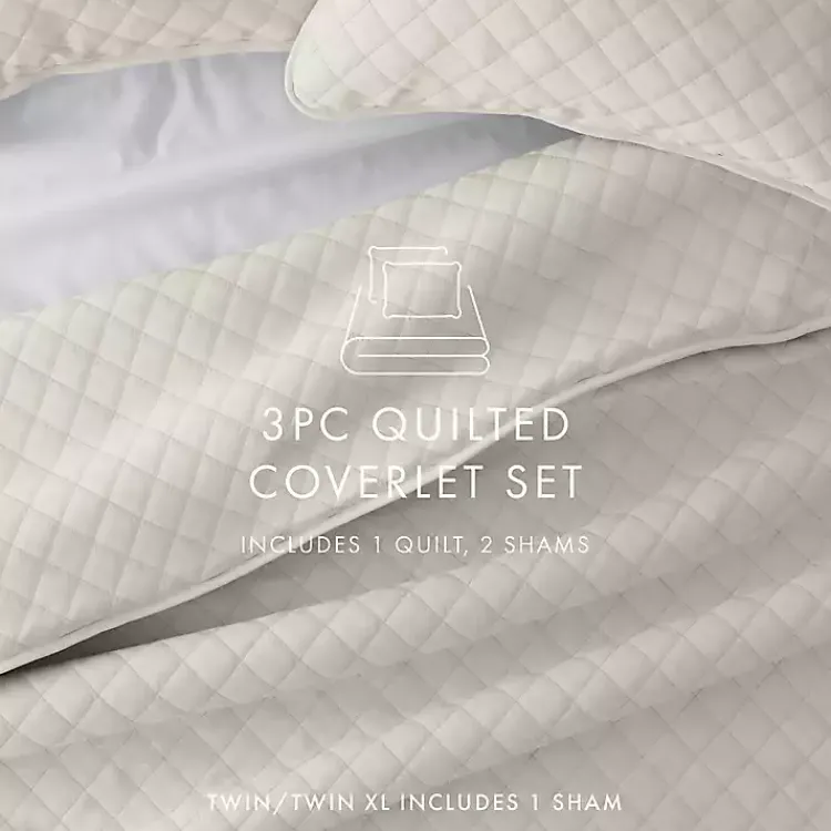 Kirklands Home Natural Stitched Diamond 2-pc. Twin Quilt Set Ivory Sale