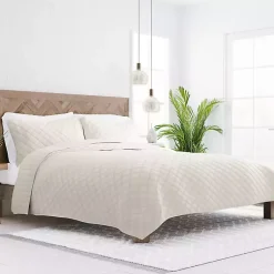 Kirklands Home Natural Stitched Diamond 3-pc. Queen Quilt Set Ivory Best
