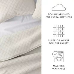 Kirklands Home Natural Stitched Diamond 3-pc. King Quilt Set Ivory Sale
