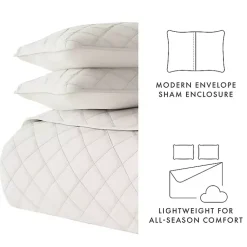 Kirklands Home Natural Stitched Diamond 3-pc. King Quilt Set Ivory Sale