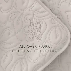 Kirklands Home Natural Stitched Floral 3-pc. Queen Quilt Set Ivory Hot