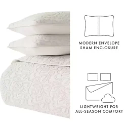 Kirklands Home Natural Stitched Floral 3-pc. King Quilt Set Ivory Hot