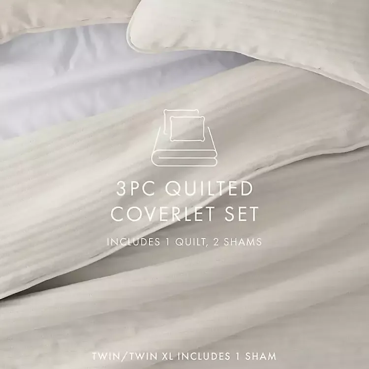 Kirklands Home Natural Stitched Stripes 2-pc. Twin Quilt Set Outlet