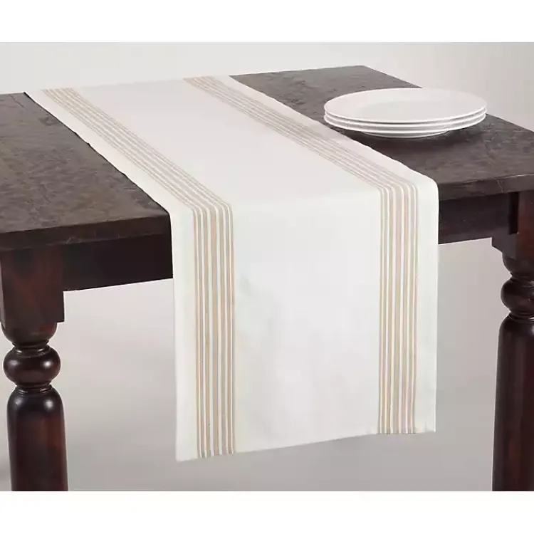 Kirklands Home Natural Striped Border Table Runner Sale