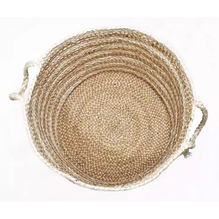 Baskets & Boxes>Kirklands Home Natural Striped Jute Basket with Handles, 19 in.
