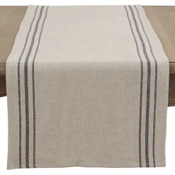 Kirklands Home Natural Striped Linen Table Runner Hot