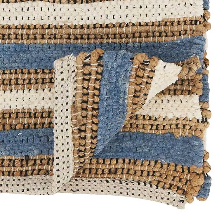 Kirklands Home Natural Tan and Blue Striped Table Runner Sale
