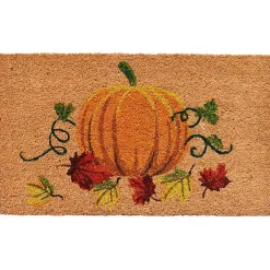 Fall>Kirklands Home Natural Tan Coir Harvest Pumpkin Doormat