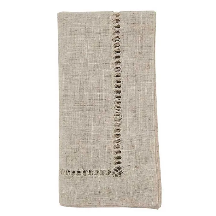 Kirklands Home Natural Hemstitch Boarder Napkins, Set of 12 Tan Online