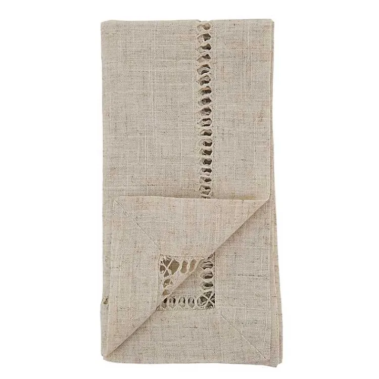 Kirklands Home Natural Hemstitch Boarder Napkins, Set of 12 Tan Online
