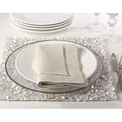 Kirklands Home Natural Hemstitch Boarder Napkins, Set of 12 Tan Online