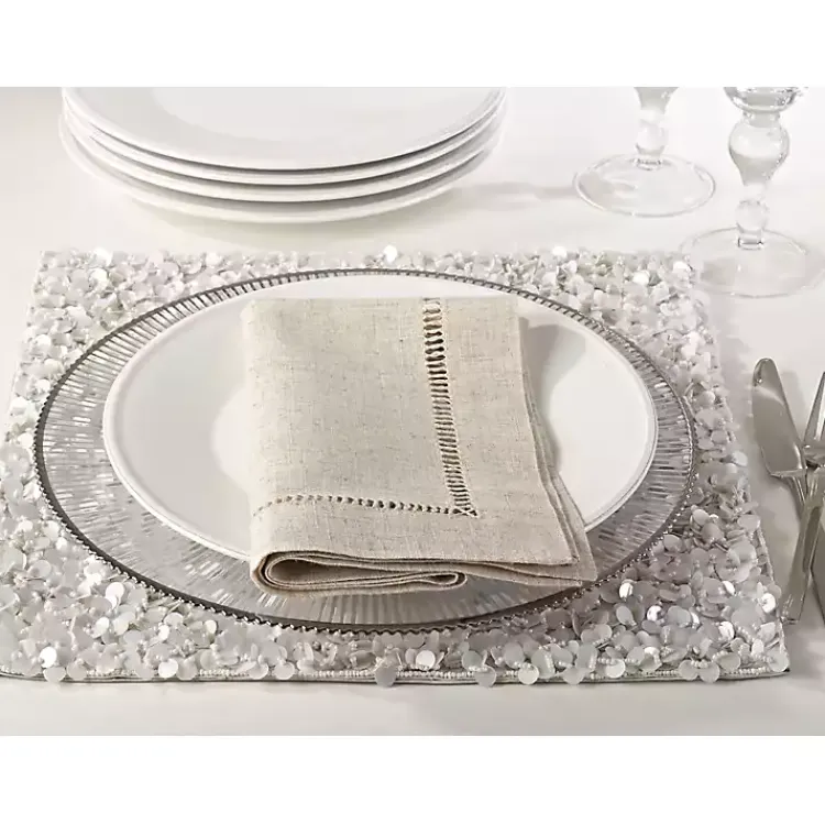 Kirklands Home Natural Hemstitch Boarder Napkins, Set of 12 Tan Online