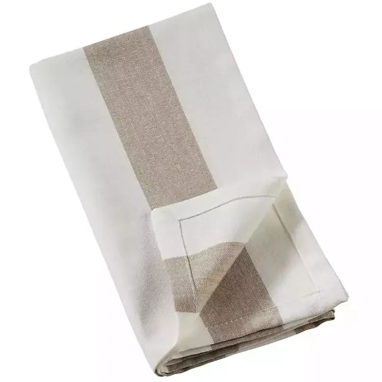 Kirklands Home Natural Striped Cotton Napkins, Set of 4 Tan Outlet