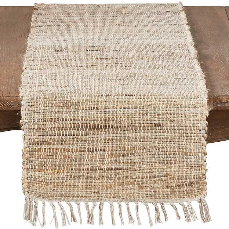 Kirklands Home Natural Tasseled Chindi Outdoor Table Runner Tan Best