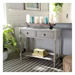 Kirklands Home Natural Textured 2-Drawer Console Table Tan New