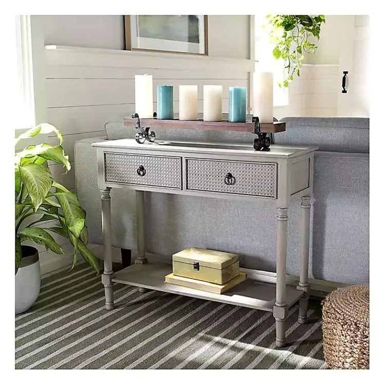 Kirklands Home Natural Textured 2-Drawer Console Table Tan New