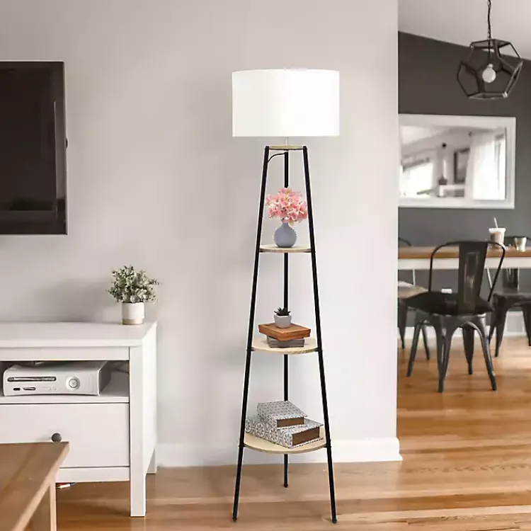 Kirklands Home Natural 3-Tier Tripod Floor Lamp Hot