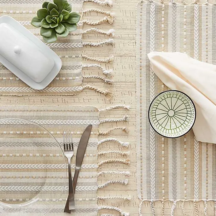 Kirklands Home Natural Tonal Stripe Placemats, Set of 6 Sale