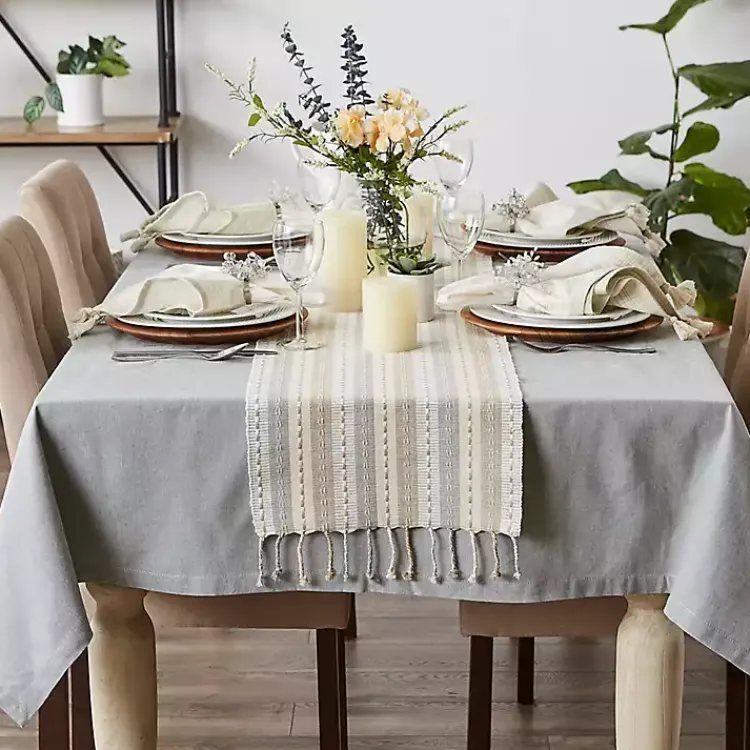Kirklands Home Natural Tonal Stripe Table Runner Hot
